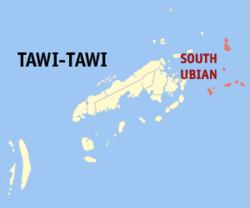 Map of Tawi-Tawi with South Ubian highlighted