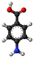 Ball-and-stick model of the PABA molecule