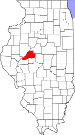 Map of Illinois highlighting Mason County