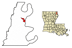Location of Lake Providence in East Carroll Parish, Louisiana.