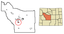 Location of Lander in Fremont County, Wyoming.