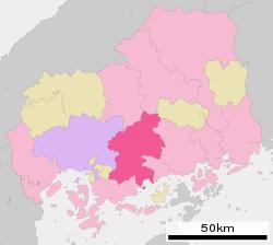 Location of Higashihiroshima in Hiroshima Prefecture