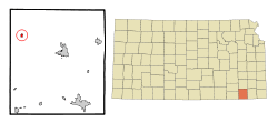 Location within Montgomery County and Kansas