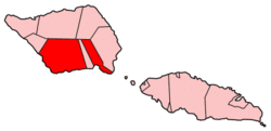 Map of Samoa showing Palauli district