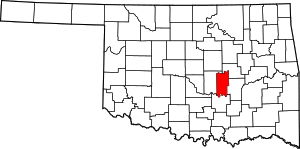 Map of Oklahoma highlighting Seminole County