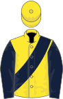 Yellow, Dark Blue sash and sleeves
