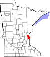 State map highlighting Chisago County