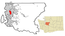 Location of Mercer Island in King County, Washington
