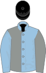 Light Blue and Grey (halved), sleeves reversed, Black cap