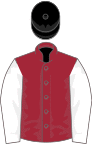 Maroon, white sleeves, black cap