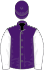 Purple, grey seams, white sleeves, purple cap