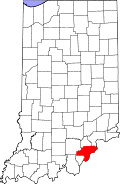 Clark County's location in Indiana