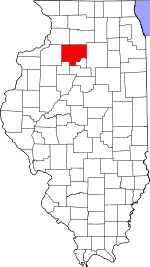 Map of Illinois highlighting Bureau County
