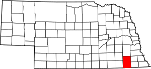 Map of Nebraska highlighting Gage County