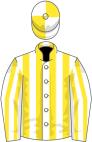 White and yellow stripes, quartered cap
