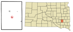 Location in Hanson County and the state of South Dakota