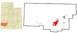 Location in Iron County and the state of Utah