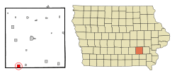 Location of Hedrick, Iowa