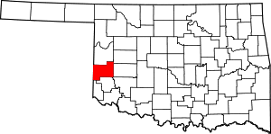Map of Oklahoma highlighting Beckham County