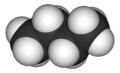 Space-filling model of the butane molecule