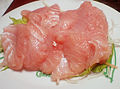 Shark meat served as sashimi in Hiroshima.
