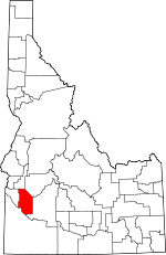 Map of Idaho highlighting Ada County