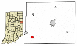 Location of Redkey in Jay County, Indiana.
