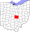 State map highlighting Licking County