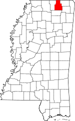 Map of Mississippi highlighting Tippah County