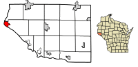 Location of Prescott in Pierce County, Wisconsin.