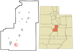 Location in Sanpete County and the state of Utah.