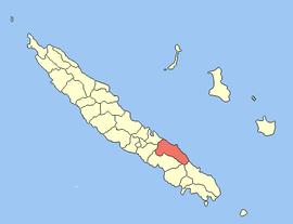 Location of the commune (in red) within New Caledonia