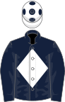 Dark blue, white diamond, white cap, dark blue spots