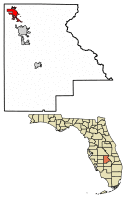 Location of Avon Park in Highlands County, Florida.