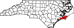 State map highlighting Carteret County