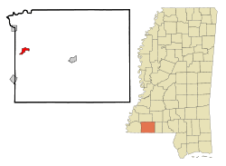 Location of Gloster, Mississippi