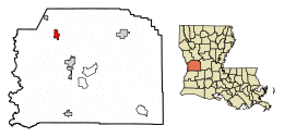 Location of Anacoco in Vernon Parish, Louisiana.