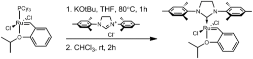 Preparation of the Hoveyda–Grubbs catalyst from the first-generation version