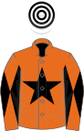 Orange, black star, diabolo on sleeves, white and black hooped cap