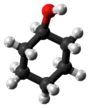 Ball-and-stick model of the cyclohexanol molecule