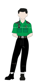 A vector diagram shows a male in St John Ambulance uniform.