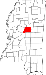 Map of Mississippi highlighting Attala County