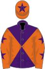 Purple and orange diabolo, orange sleeves, purple stars, orange cap, purple star