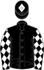 Black, white diamonds on sleeves, diamond on cap