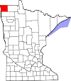 State map highlighting Kittson County