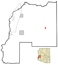 Location in La Paz County and the state of Arizona