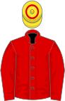 Scarlet, gold cap, scarlet hoop