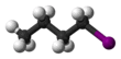 Ball and stick model of butyl iodide