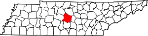 Map of Tennessee highlighting Rutherford County