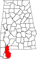 State map highlighting Baldwin County